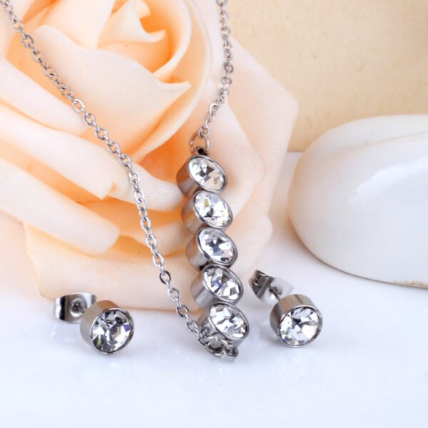 AFRA JEW Jewel Set | Silver Stainless Steel Necklace & Earrings | Timeless Elegant Jewelry | AFJ40008S - Image 2