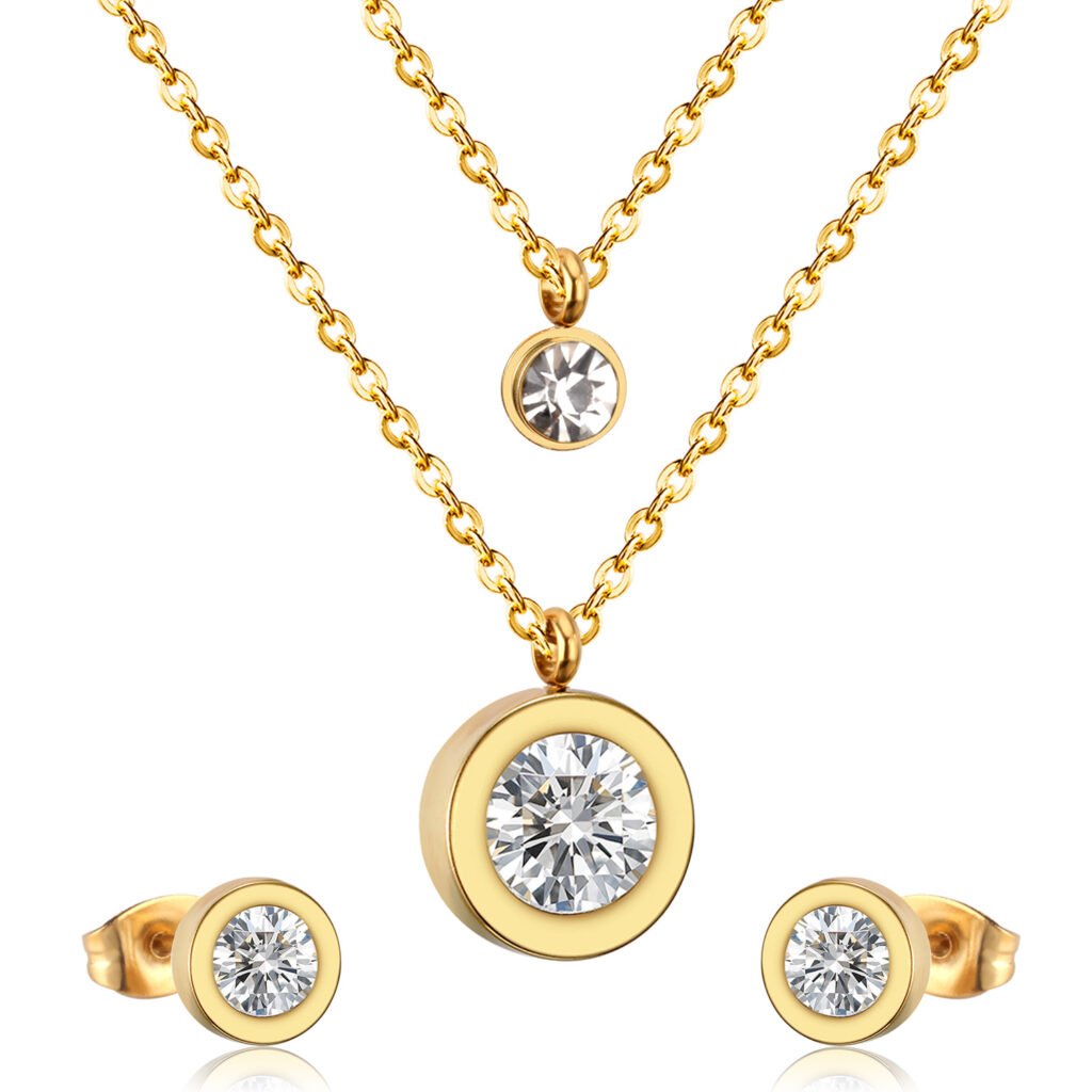 AFRA JEW Elegante Set | Rosegold Stainless Steel Necklace & Earrings | Modern Elegant Jewelry | AFJ60002S