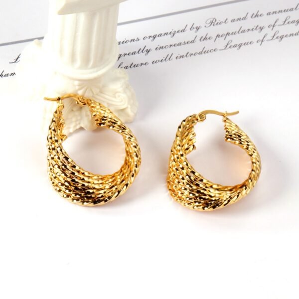 AFRA JEW Palmette Earrings | Gold Stainless Steel | Leaf Charm Design | Elegant Modern Jewelry AFJ80006E - Image 2