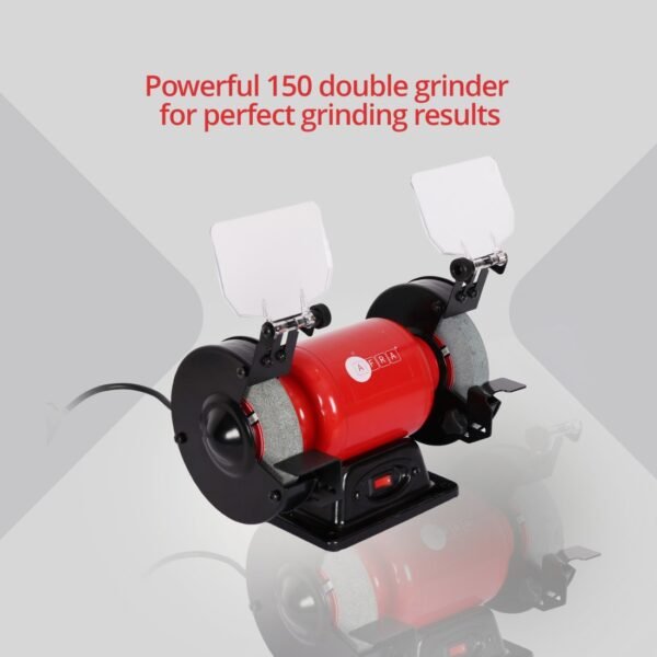 AFRA 700W bench grinder with 200mm wheels, silent motor, LED light, and adjustable safety shields. - Image 5