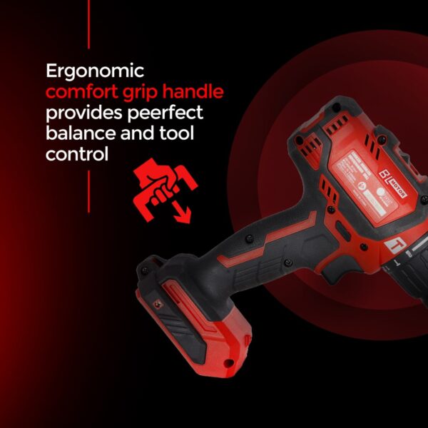 AFRA Cordless Brushless Driver/Hammer Drill, 20V MAX 13MM, 550-2000r/Min No-Load Speed, 60N.M Torque, 22+2 Torque Settings, Mechanical 2-Speed Gear, AFT-13-20CDRD, 1-Year Warranty - Image 5