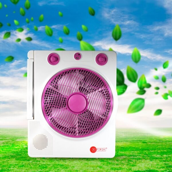 AFRA Portable Compact Fan, 220-240V, 12??, Rechargeable, Adjustable, Wide Angle Coverage, LED Light, USB Ports, Solar Charging Jack, Power Saving, AF-3200RECF, With 2 Year Warranty - Image 4