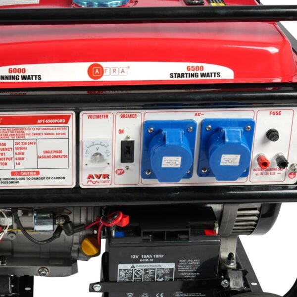 AFRA Gasoline Generator, 6.5KW Maximum, Recoil and Electric Start, 190F Engine, Compact Design, Low Noise, Accessories Included, - Image 5