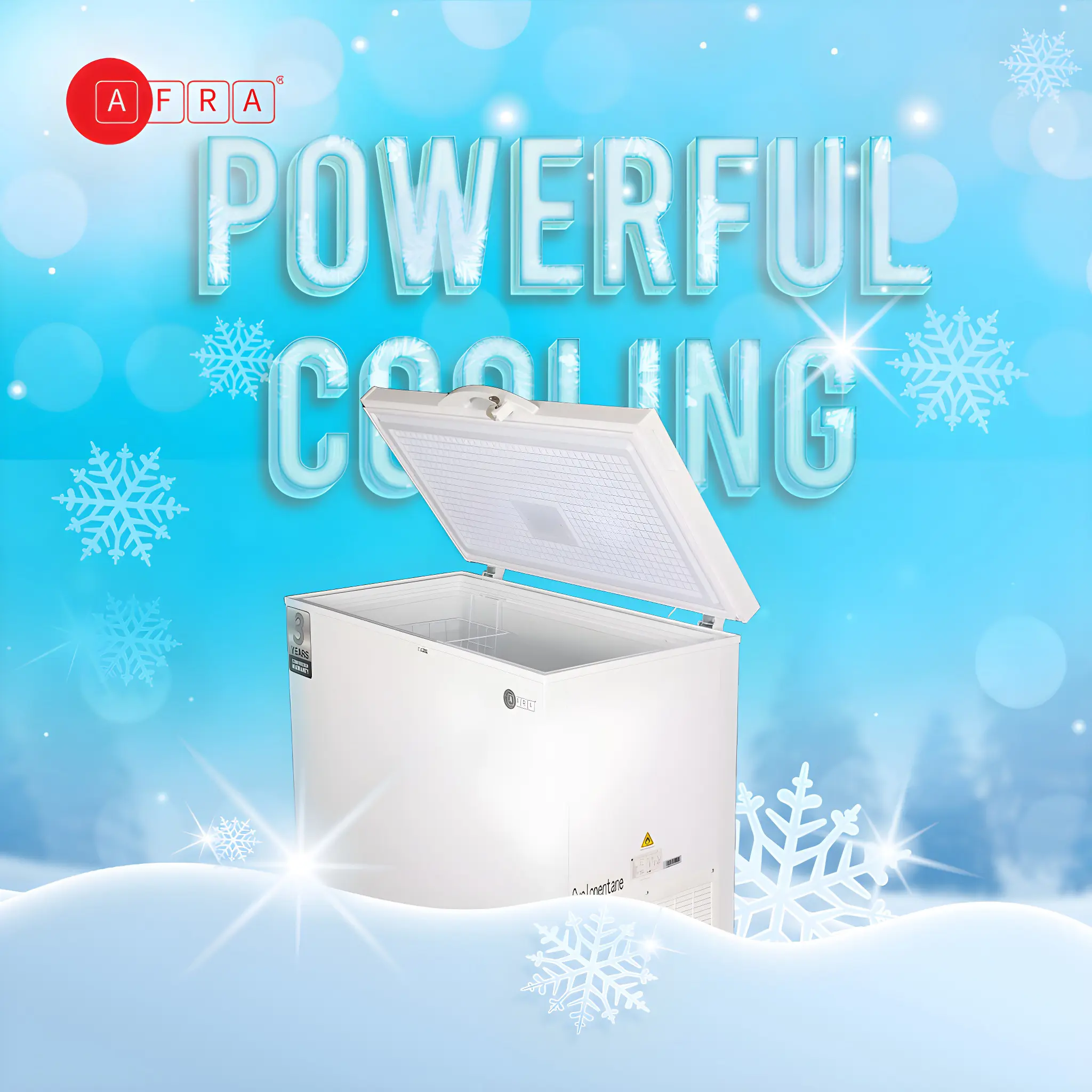 AFRA Chest Freezer 260L Low Noise, Defrost Function, ESMA Certified Model AF-2600CFWT - Image 3