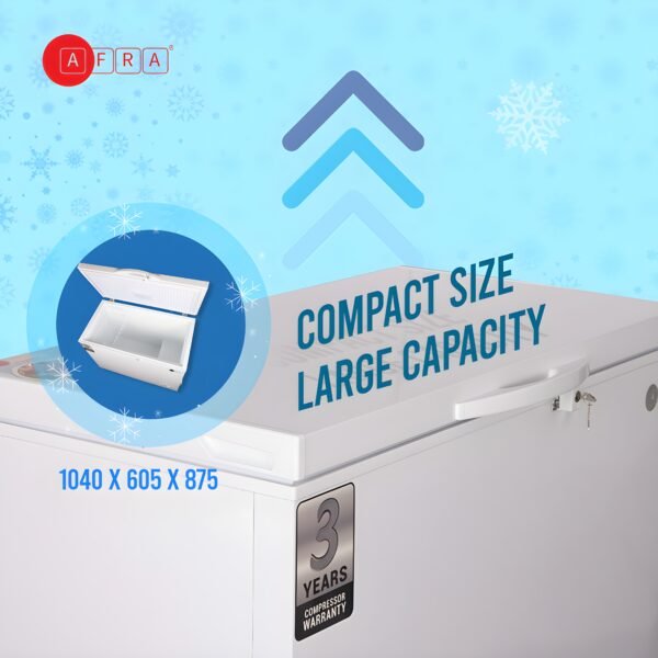 AFRA Chest Freezer 260L – Low Noise, Defrost Function, ESMA Certified – Model AF-2600CFWT - Image 5