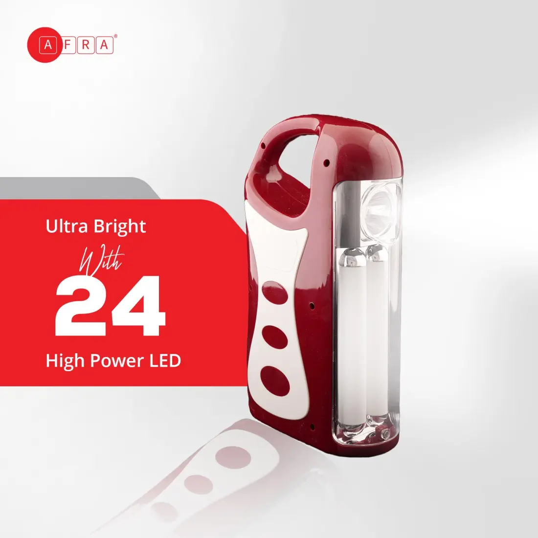 AFRA Rechargeable Lantern | 10W | Solar & AC Charging | 24 LEDs | Mobile Charger | AF-2403RLNM - Image 2