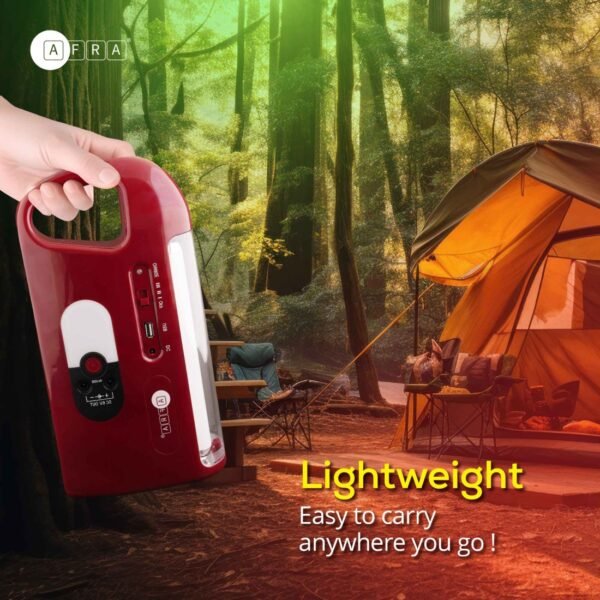 AFRA Rechargeable Lantern | 10W | 40 LED Tube + 2W Bulb | Solar Charging | 4000Ah Battery | AF-4002RLNM - Image 3