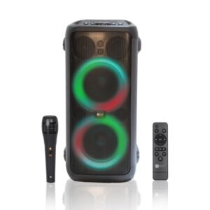 AFRA Party Speaker, 100 Watts, 12.76kg, Black, 4500Ma Battery, Side Handle and Wheels, With Remote Control, AF-100PSBK, 2 Years Warranty