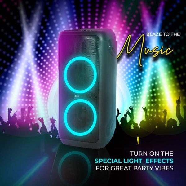 AFRA Party Speaker, 100 Watts, 12.76kg, Black, 4500Ma Battery, Side Handle and Wheels, With Remote Control, AF-100PSBK, 2 Years Warranty - Image 2