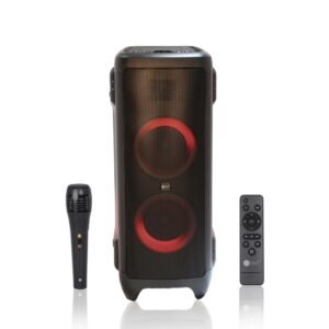 AFRA Party Speaker, 300 Watts, 24kg, Black, 15A Battery, Integrated FM Radio, Karaoke Mic, AF-300PSBK, 2 Years Warranty