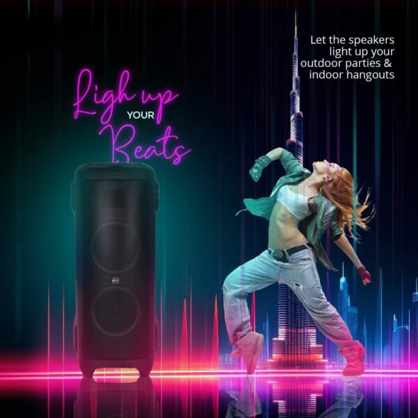 AFRA Party Speaker, 300 Watts, 24kg, Black, 15A Battery, Integrated FM Radio, Karaoke Mic, AF-300PSBK, 2 Years Warranty - Image 5