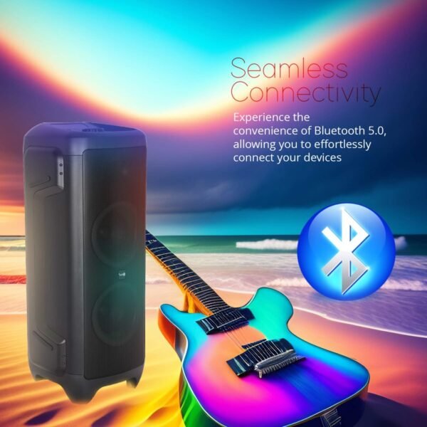 AFRA Party Speaker, 300 Watts, 24kg, Black, 15A Battery, Integrated FM Radio, Karaoke Mic, AF-300PSBK, 2 Years Warranty - Image 4