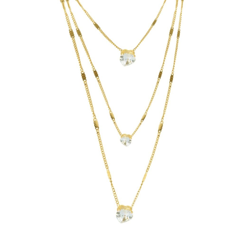 AFRA JEW Jewel Necklace | Gold Stainless Steel | Elegant Sparkle Accent | AFJ40001N