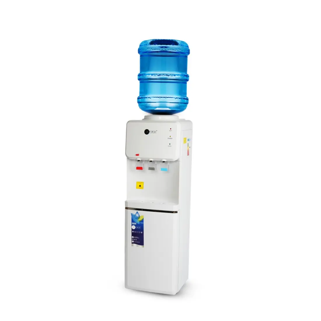 AFRA Top Loading Water Dispenser with Bottom Refrigerator 3 Tap Heating Power 550w Cooling Power 100w White, Dry Protection-Double thermostat, Rust Proof Water Tank, AF-9830WDWH, 2 Year Warranty