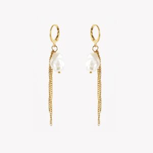 AFRA JEW DANGLING GOLD STAINLESS STEEL EARRING