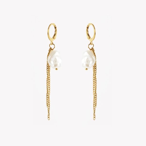 AFRA JEW DANGLING GOLD STAINLESS STEEL EARRING
