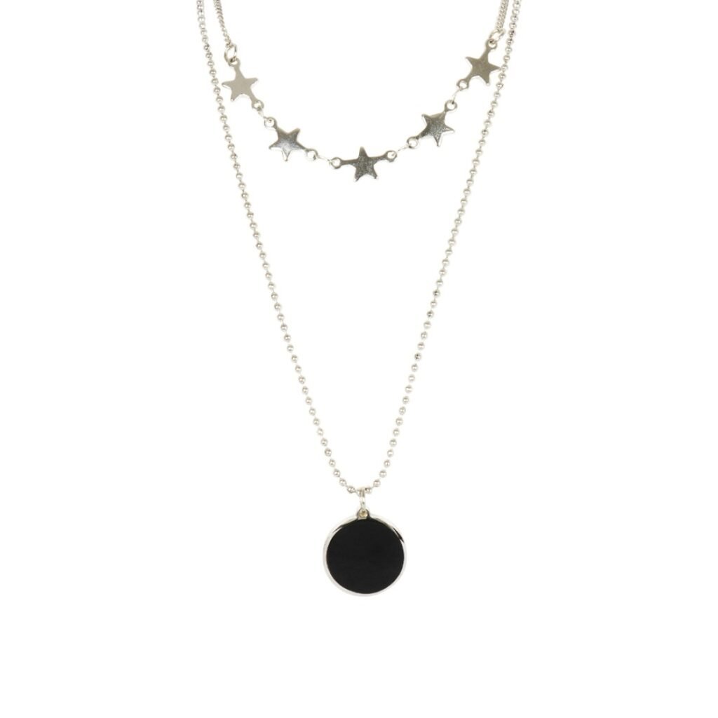 AFRA JEW Karo Necklace | Silver Stainless Steel | Geometric Charm Pendant | AFJ30001N