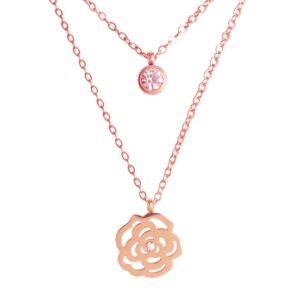 AFRA JEW ROSETTE ROSEGOLD STAINLESS STEEL NECKLACE