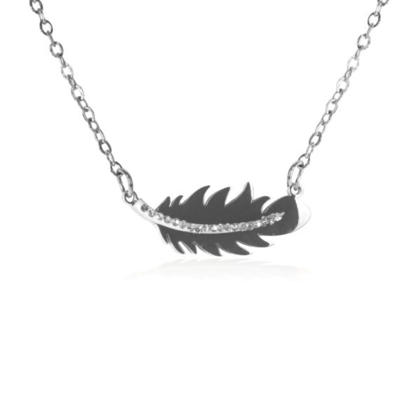 AFRA JEW Palmette Necklace | Silver Stainless Steel | Elegant Leaf Charm | AFJ80001N - Image 2