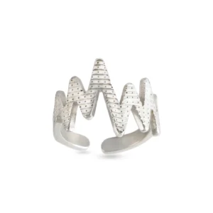AFRA JEW Heartbeat Ring | Silver Stainless Steel | Pulse Design | Elegant Minimalist Jewelry AFJ11003R