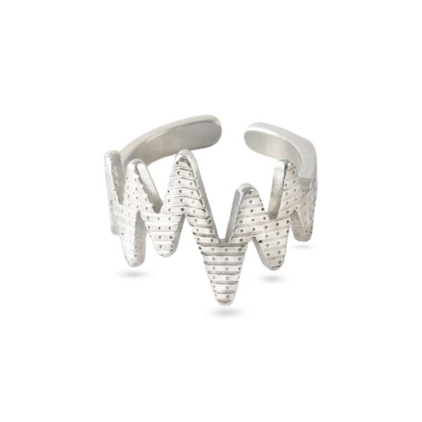 AFRA JEW HEARTBEAT SILVER STAINLESS STEEL RING - Image 2
