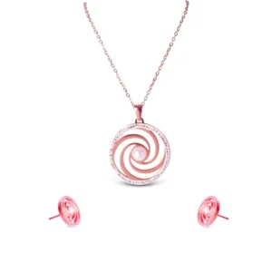 AFRA JEW Radial Set | Rosegold Stainless Steel Necklace & Earrings | Radiant Modern Jewellery | AFJ27001S