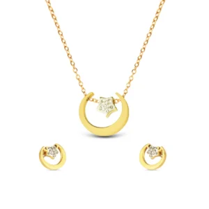 AFRA JEW Aylin Set | Silver Stainless Steel Necklace & Earrings | Minimalist Jewelry Gift | AFJ28001S