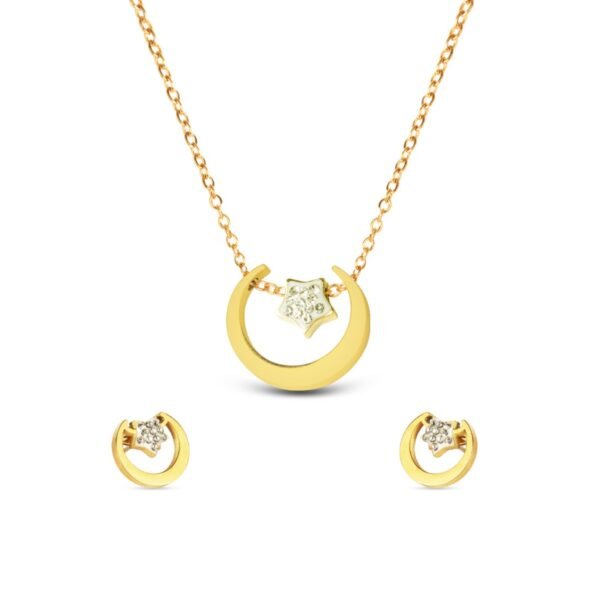 AFRA JEW Aylin Set | Silver Stainless Steel Necklace & Earrings | Minimalist Jewelry Gift | AFJ28001S