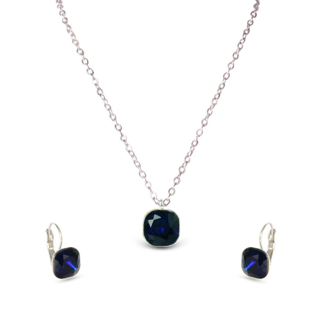 AFRA JEW Azure Set | Silver Stainless Steel Necklace & Earrings | Modern Elegant Jewelry | AFJ25001S