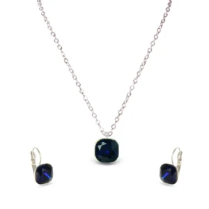 AFRA JEW Azure Set | Silver Stainless Steel Necklace & Earrings | Modern Elegant Jewelry | AFJ25001S