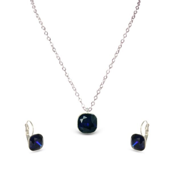 AFRA JEW Azure Set | Silver Stainless Steel Necklace & Earrings | Modern Elegant Jewelry | AFJ25001S