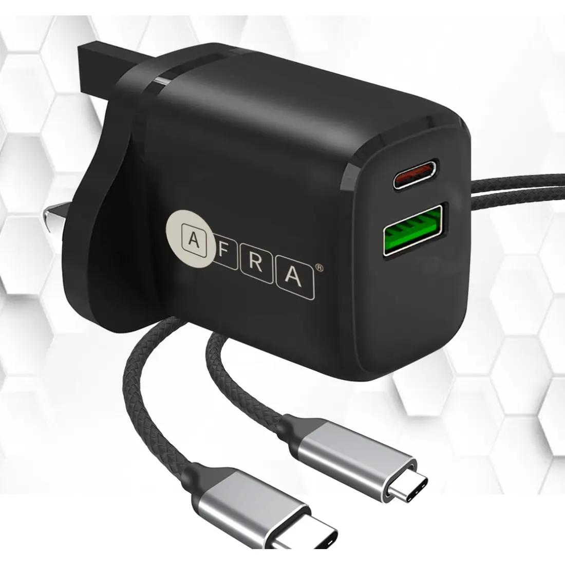 AFRA USB Wall Charger AF-0020DUSB – 20W, 3A Dual Port (USB-A & USB-C), Fast Charging & Compact - Image 2