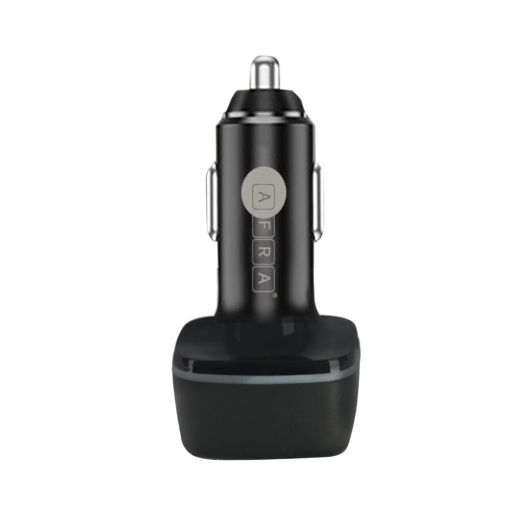 AFRA Fast Charging Car Charger 32W with USB-A, USB-C, and overheat protection