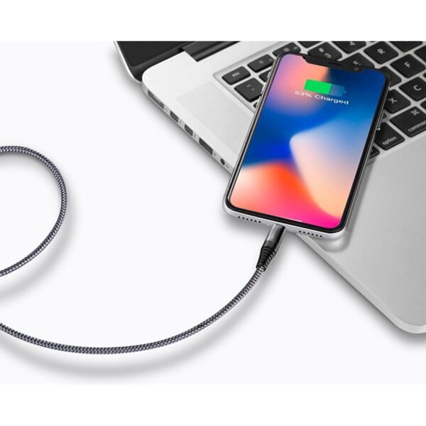 AFRA USB Charging Cable, 2.4A, Nylon-Braided Jacket, With Data Transmission, USB A to iPhone Connector, 1 meter length, Durable, Heat Resistant, Compatible with iPhone, iPad, iPod AF-0003LIGC - Image 7