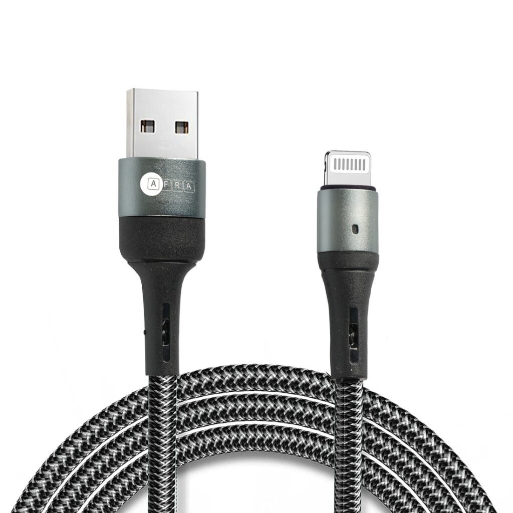 AFRA USB Charging Cable AF-0003LIGC – 2.4A, Nylon-Braided, USB A to iPhone Lightning, Durable