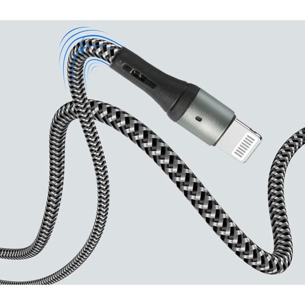 AFRA USB Charging Cable, 2.4A, Nylon-Braided Jacket, With Data Transmission, USB A to iPhone Connector, 1 meter length, Durable, Heat Resistant, Compatible with iPhone, iPad, iPod AF-0003LIGC - Image 2
