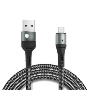 AFRA USB Charging Cable, 2.4A, Nylon-Braided Jacket, With Data Transmission, USB A to Micro-USB, 1 meter length, Durable, Tangle Free, Auto-Disconnect Function, LED Indicator AF-0003MUSB