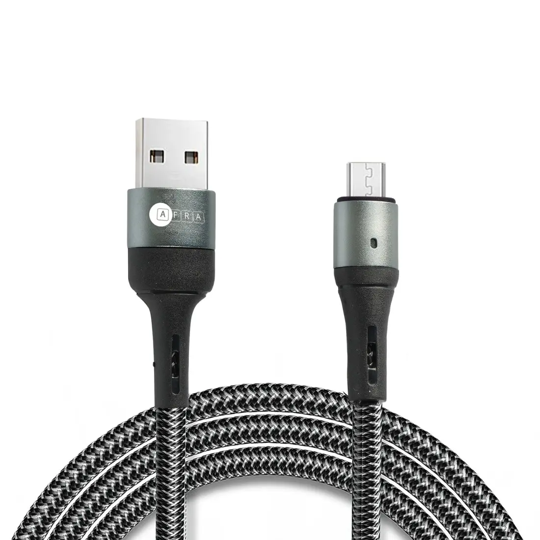AFRA USB Charging Cable AF-0003MUSB – 2.4A, Nylon-Braided, Micro USB, Tangle-Free & LED Indicator