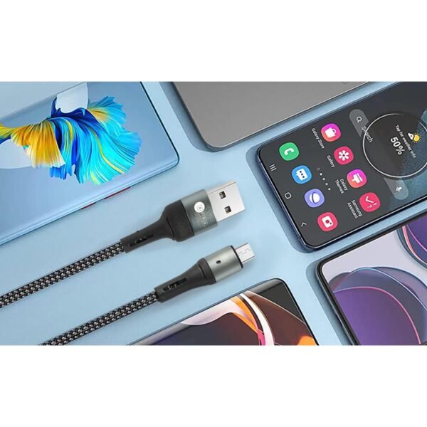 AFRA USB Charging Cable, 2.4A, Nylon-Braided Jacket, With Data Transmission, USB A to Micro-USB, 1 meter length, Durable, Tangle Free, Auto-Disconnect Function, LED Indicator AF-0003MUSB - Image 5