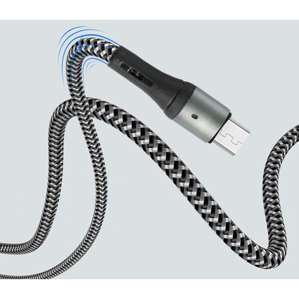 AFRA USB Charging Cable, 2.4A, Nylon-Braided Jacket, With Data Transmission, USB A to Micro-USB, 1 meter length, Durable, Tangle Free, Auto-Disconnect Function, LED Indicator AF-0003MUSB - Image 2