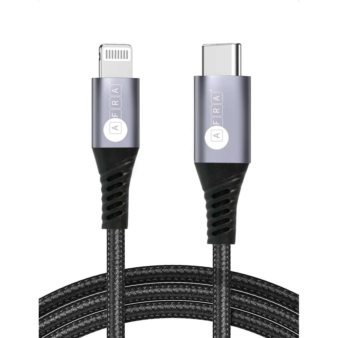 AFRA USB Charging Cable AF-0006PDTC – 3A 20W, Nylon-Braided, Type-C to iPhone Lightning, 1m