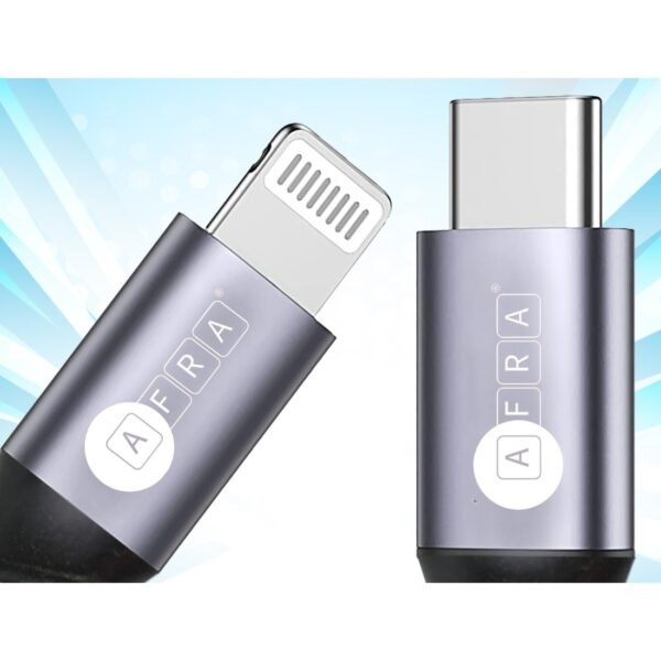 AFRA USB Charging Cable, 3A, 20W, Nylon-Braided Jacket, With Data Transmission, Type C to iPhone connector, 1 meter length, Durable, Tangle Free - Image 2