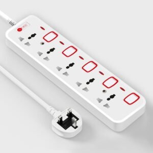 AFRA Extension Cord 5m, 4 Way, 4 Universal Sockets, 5 Meter Cable, Easy Set-Up & Storage, Shockproof, 250V, AF-004EXRD-5MT, with 2 years warranty