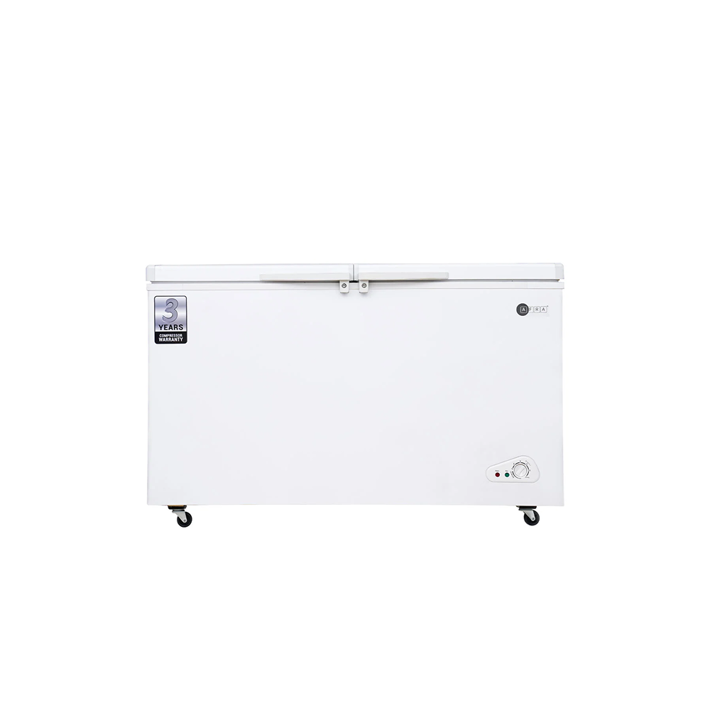 AFRA 525L Double Door Chest Freezer – Model AF-5500CFWT | 550L Gross, White with Lock & Condenser