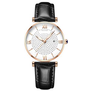 AFRA Ladies Leather Band Wrist Watch – AF-310BL, Quartz Movement, Alloy Zinc Case.