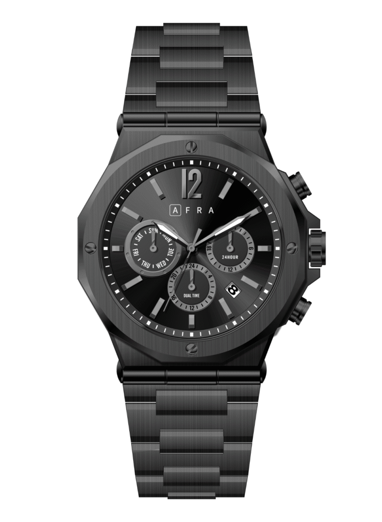 AFRA Men’s Stainless Steel Watch – Model AF-43014B | JP25 Edition, Brass Dial, 10 ATM Waterproof