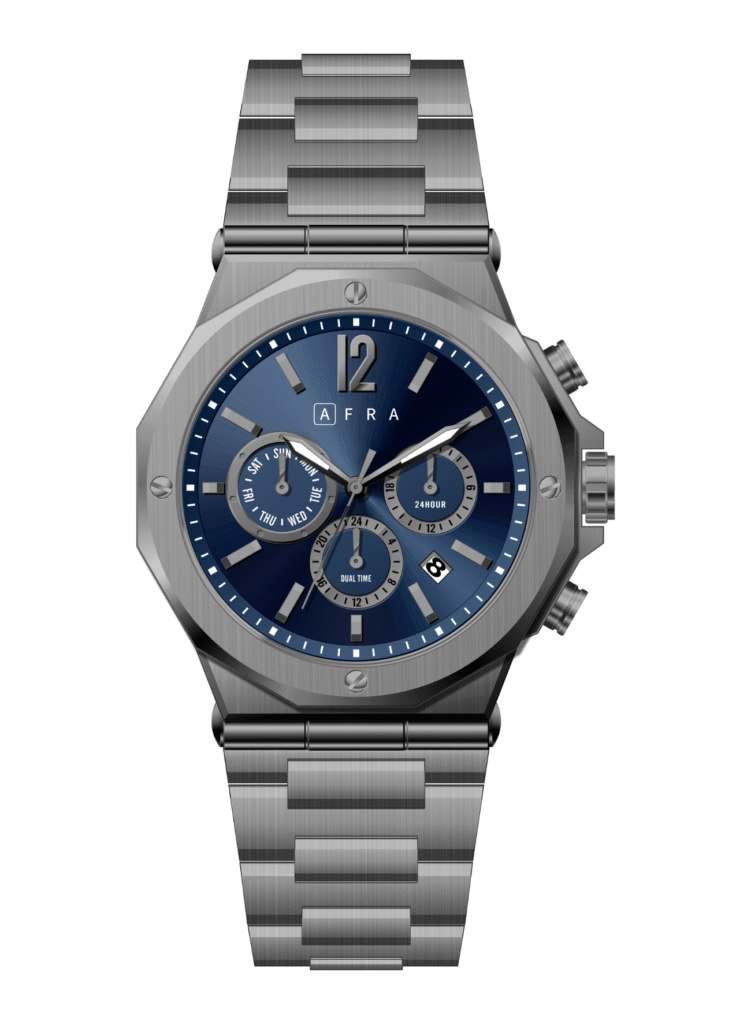 AFRA Men’s Stainless Steel Watch – Model AF-43014G | JP25 Edition, Brass Dial, 10 ATM Waterproof