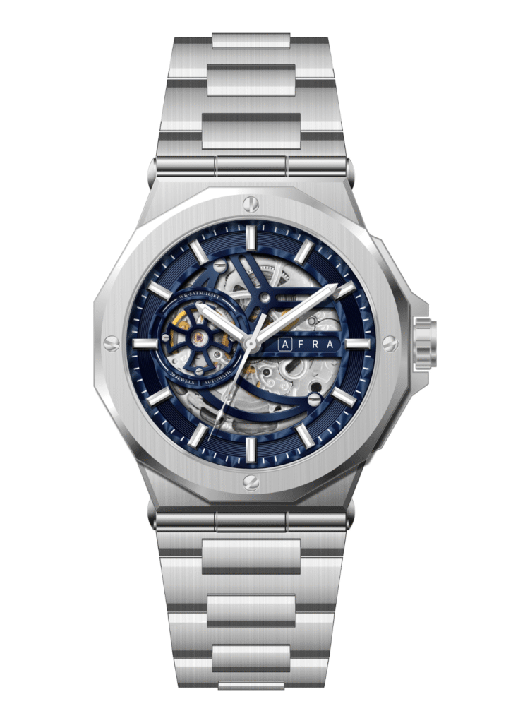 AFRA Men’s Stainless Steel Watch – Model AF-43015S | 2189 Edition, Brass Dial, 10 ATM Water Resistant