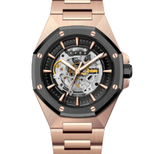 AFRA Men’s Stainless Steel Watch – Model AF-43049RG | 2189 Edition, Brass Dial, 10 ATM Waterproof