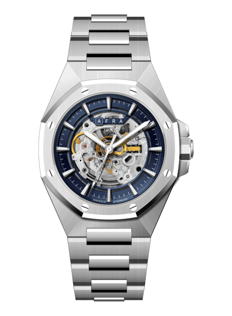 AFRA Men’s Stainless Steel Watch – Model AF-43049S | 2189 Edition, Brass Dial, 10 ATM Waterproof